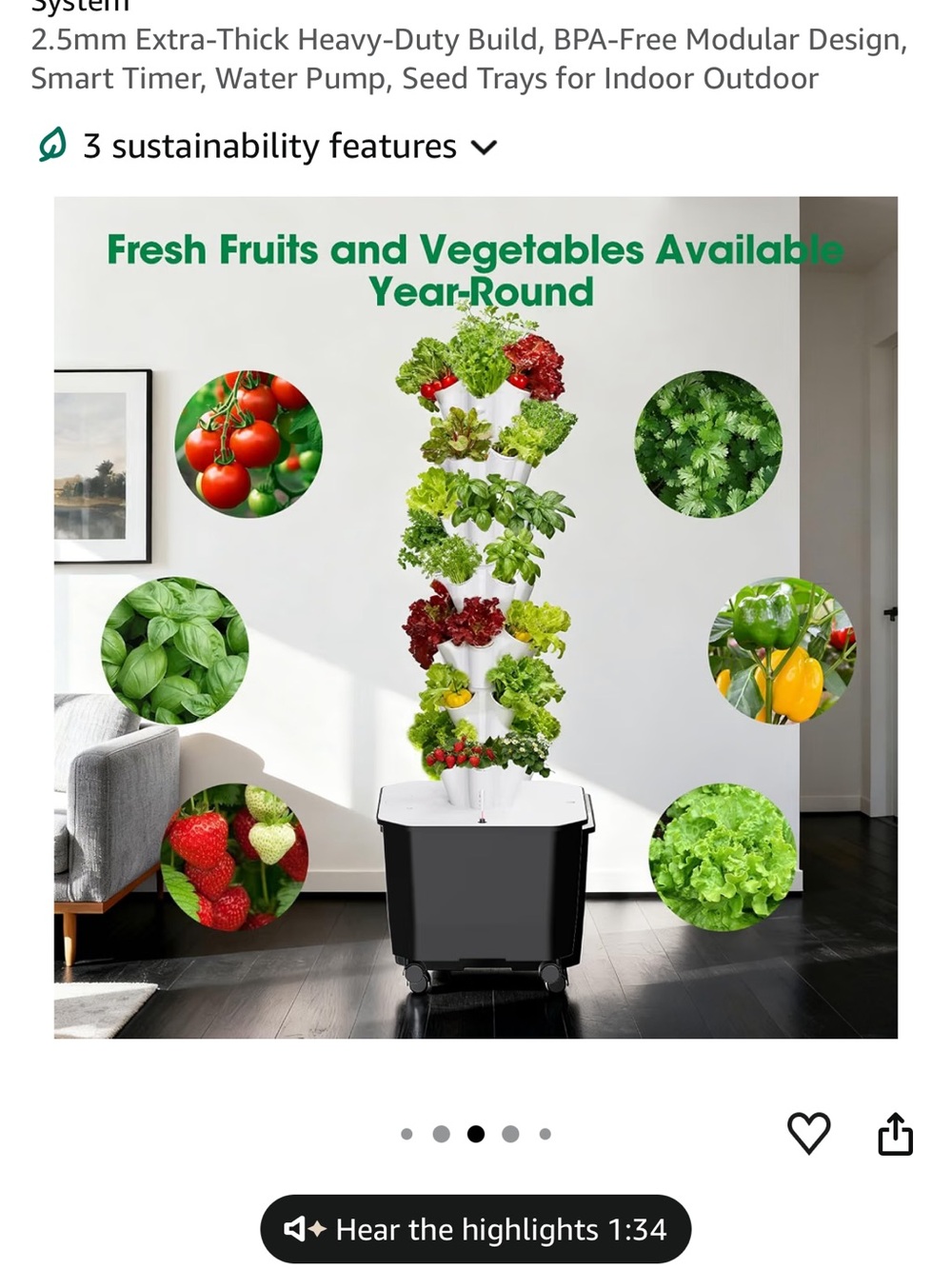 Vertical Hydroponic Tower Garden – 35 Pods 7-Layer Growing System – NEW IN BOX